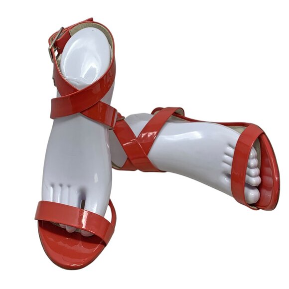 Pedro‎ Garcia  Cecily Patent Leather Ankle Wrap Heeled Sandals - Picture 8 of 11